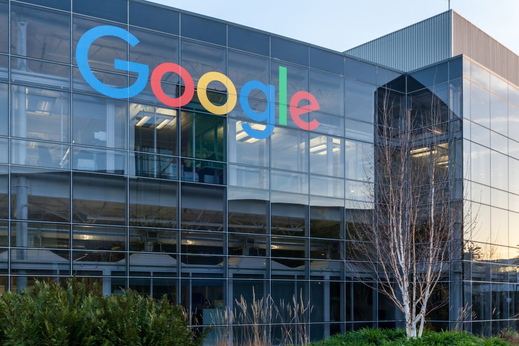 Google's logo on its headquarters.