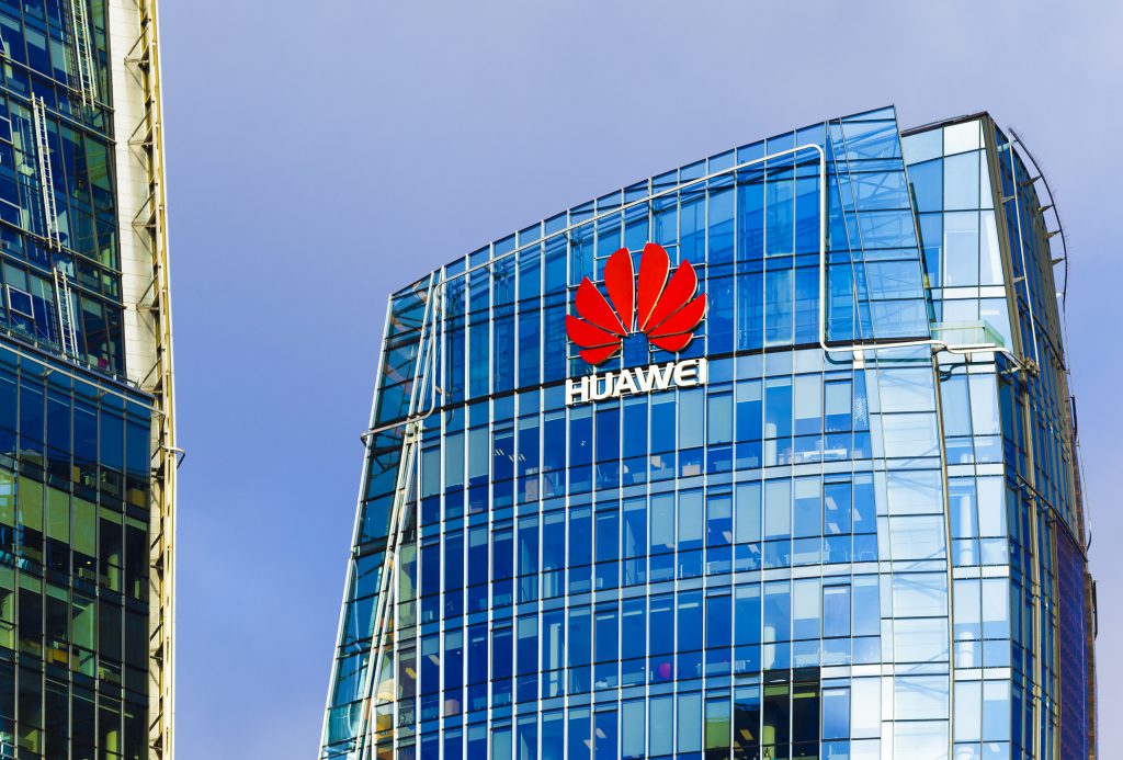 Huawei's logo on an office building