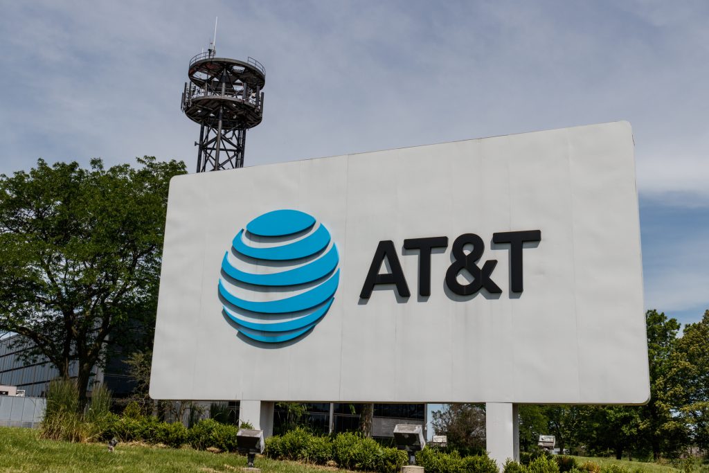 AT&T's logo on a sign.
