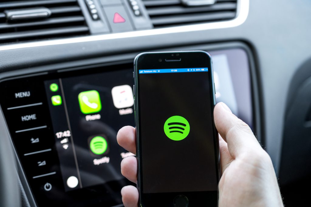 Spotify app connecting to a car's sound system.