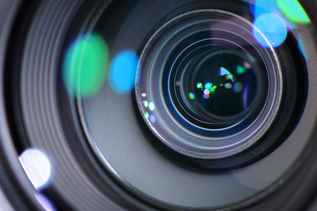 A close-up of a camera lens.